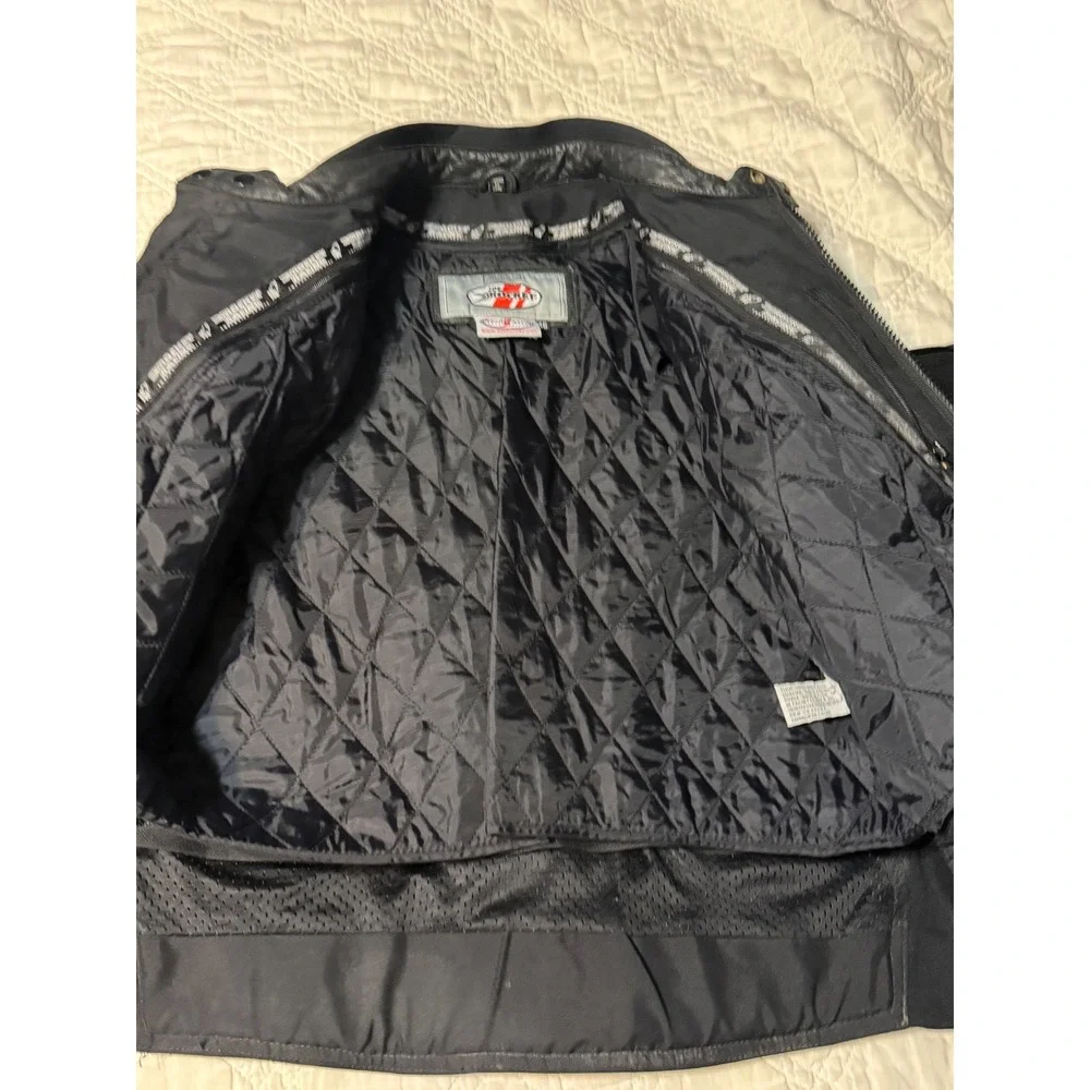Joe Rocket Blaster Armored Leather Motorcycle Jacket Mens 46 Black Silver Racing